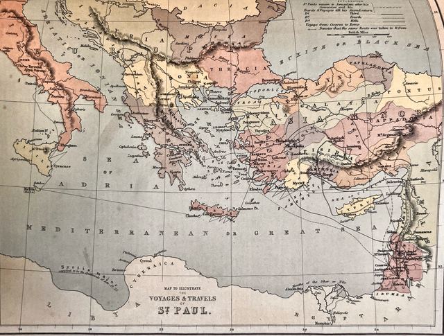 Cleaned photograph of Map to Illustrate the Voyages & Travels of St Paul